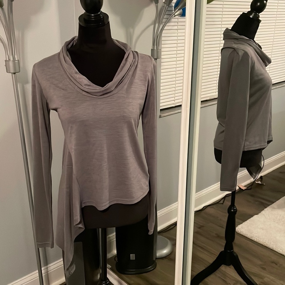 Grey Asymmetrical Long Sleeve Top
